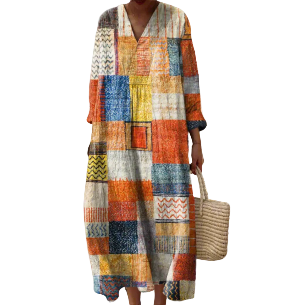 Damer Geometrisk Kjole Med Flydende Snit 0