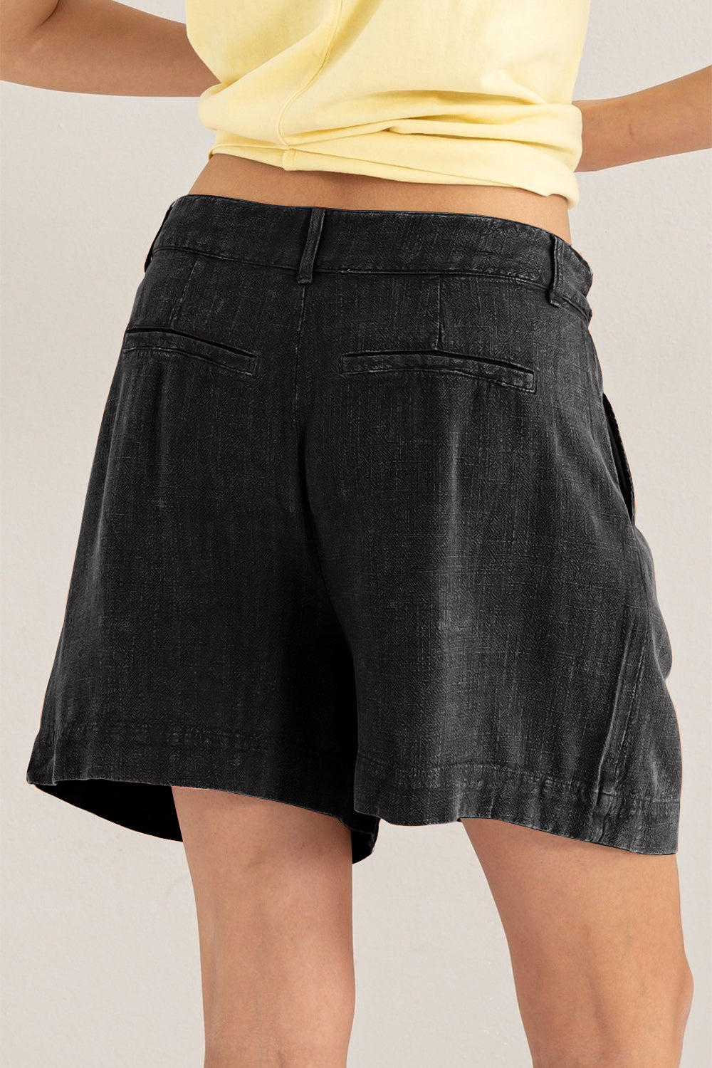 Damer Høj Talje Shorts Plisserede Linned 1