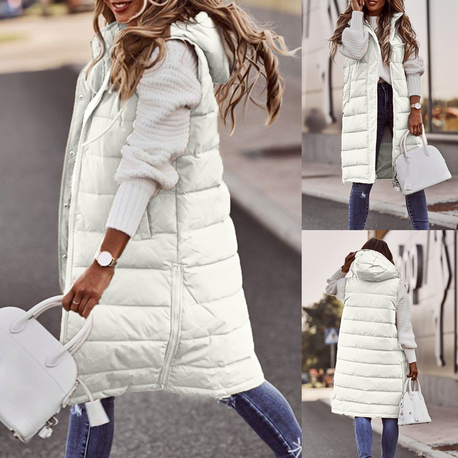 Damer Lang Hættetrøje Vest Trendy 5
