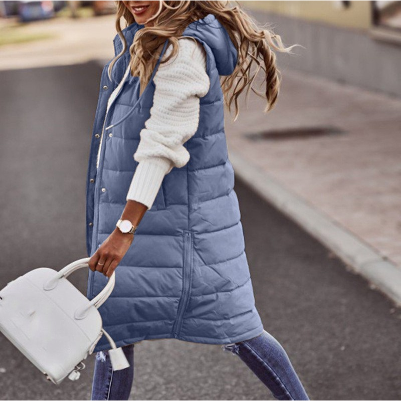 Damer Lang Hættetrøje Vest Trendy 6