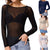 Damer Mesh Top Lange Ærmer Gennemsigtig Nylon Spandex 5