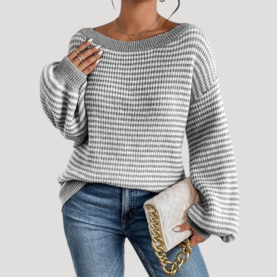 Damer Oversized Strikket Sweater Med Striber 10
