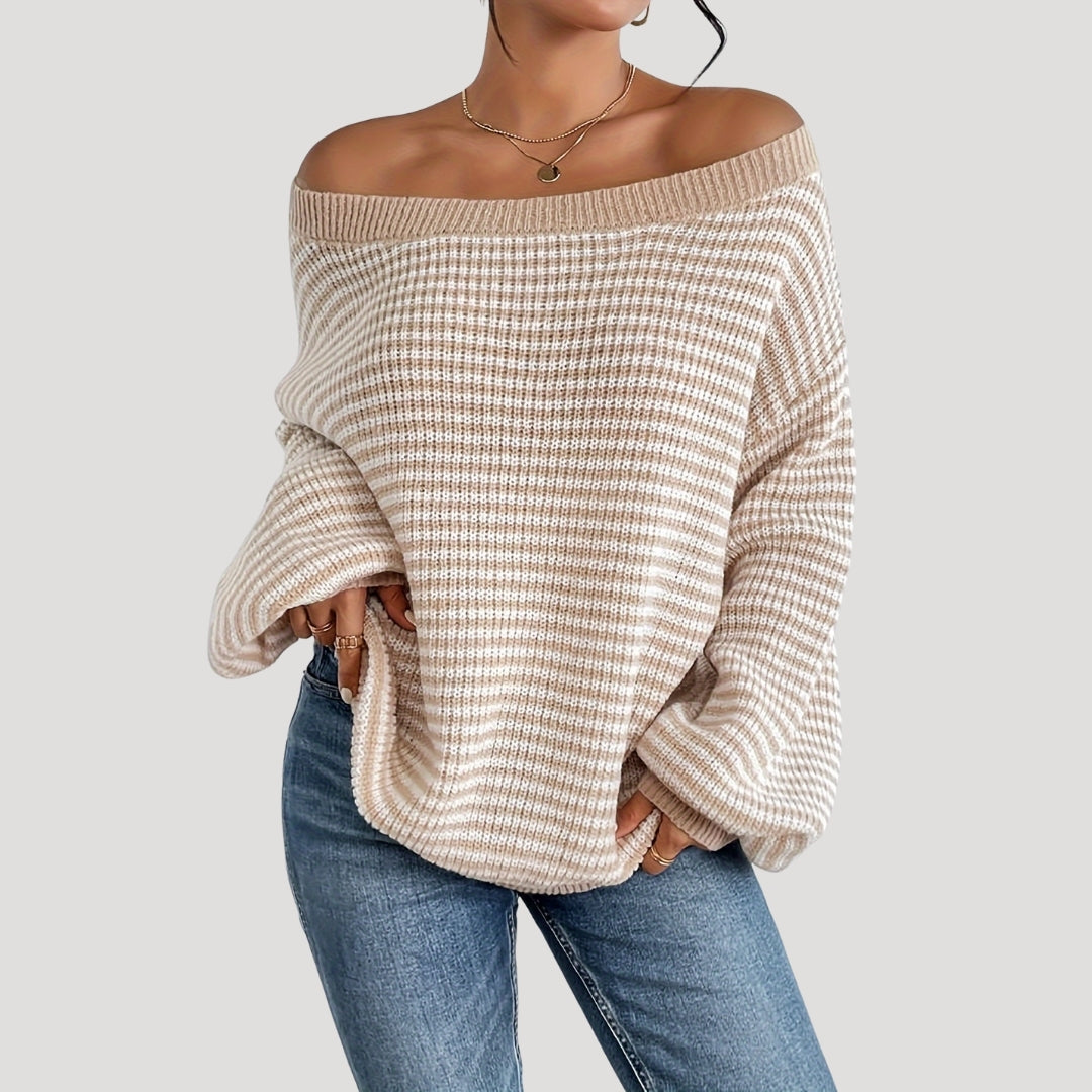 Damer Oversized Strikket Sweater Med Striber 2