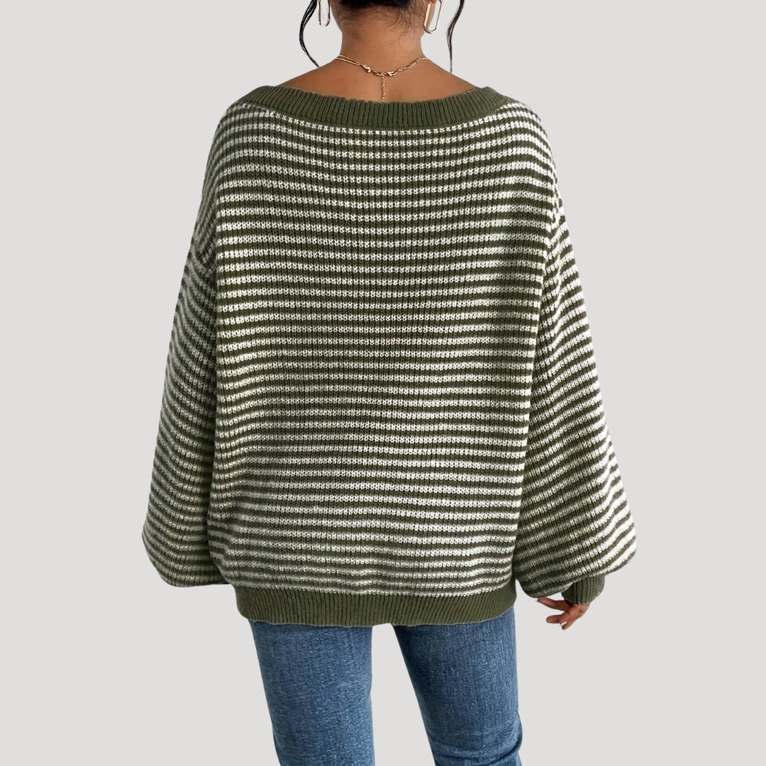 Damer Oversized Strikket Sweater Med Striber 6