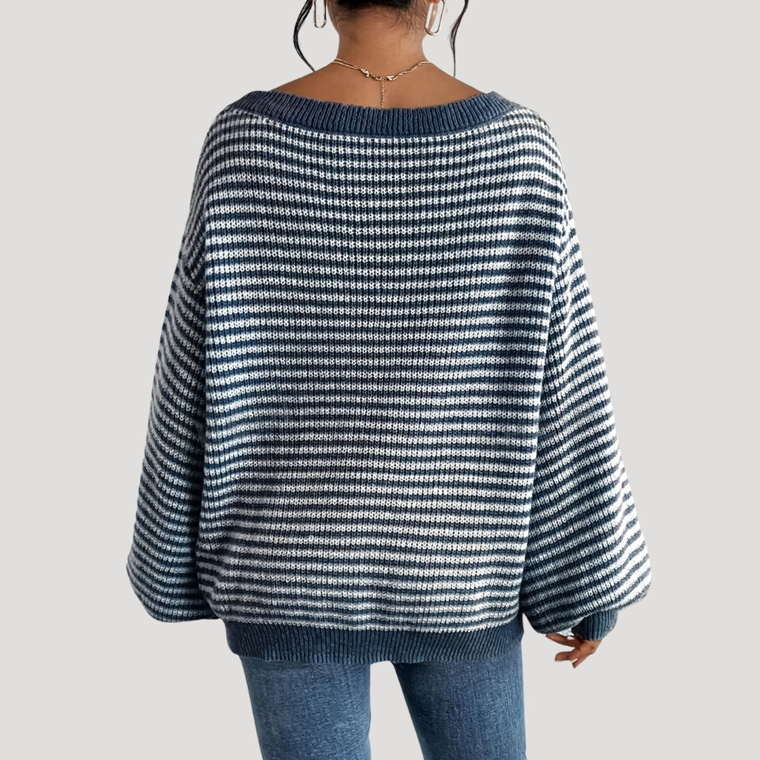 Damer Oversized Strikket Sweater Med Striber 7