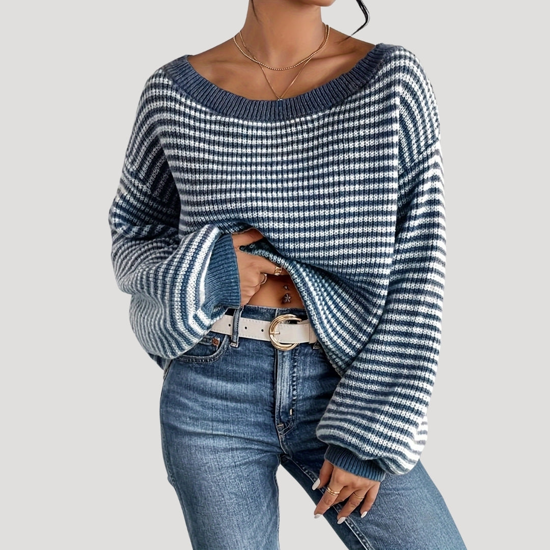 Damer Oversized Strikket Sweater Med Striber 8