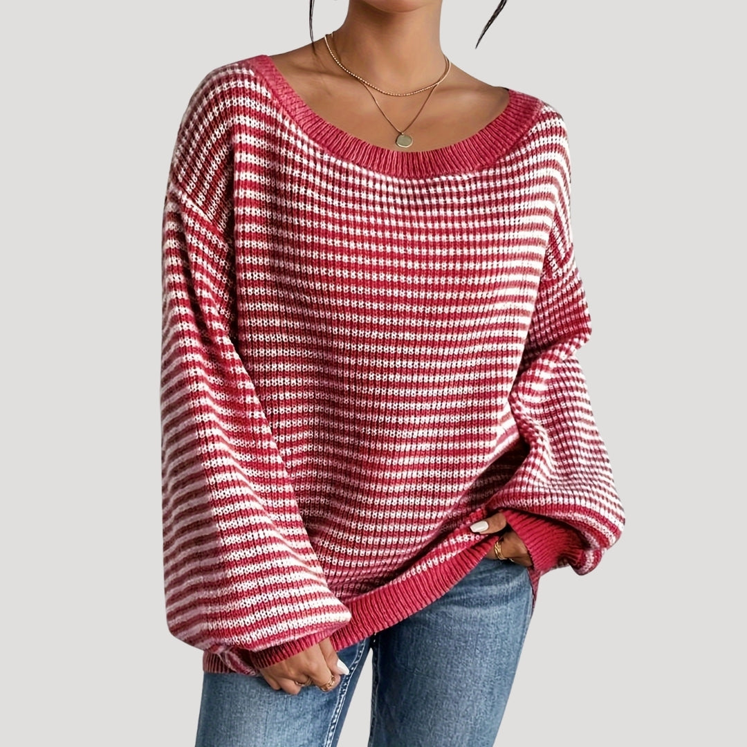 Damer Oversized Strikket Sweater Med Striber 9