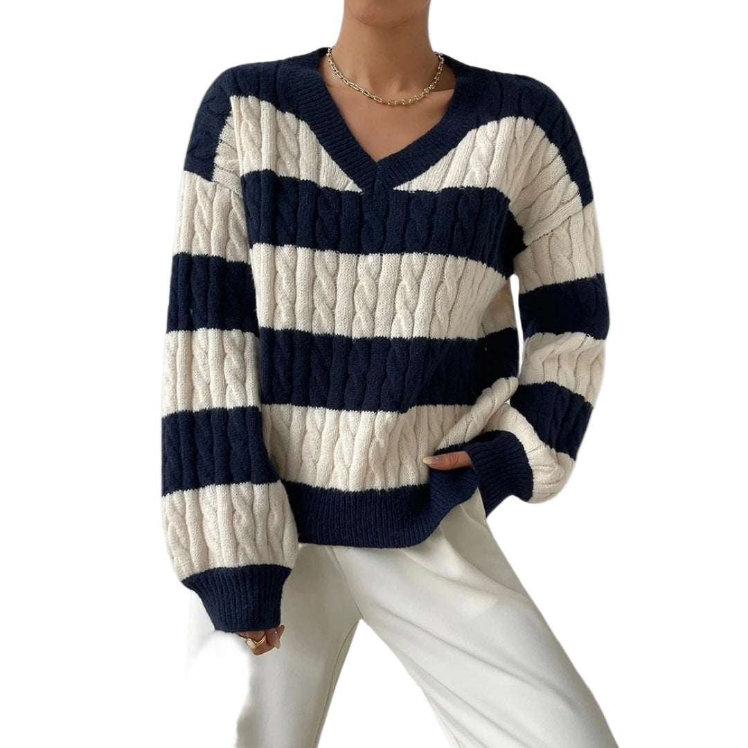 Damer V-ring Strik Jumper Overdimensioneret Stil 0