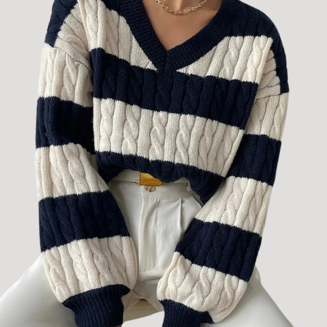 Damer V-ring Strik Jumper Overdimensioneret Stil 3