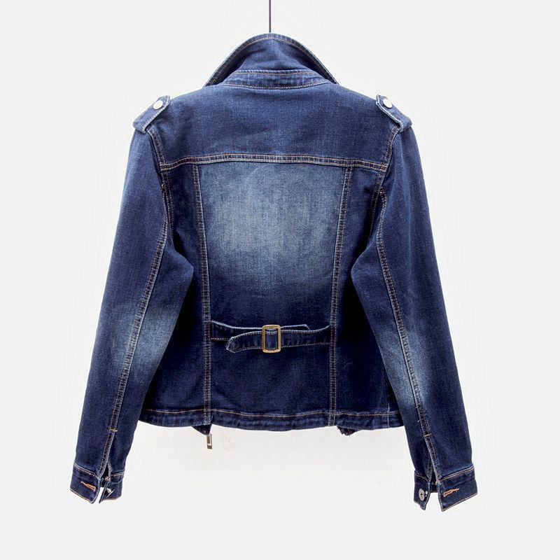 Damernes Denim Jakke Med Asymmetrisk Lynlås 4
