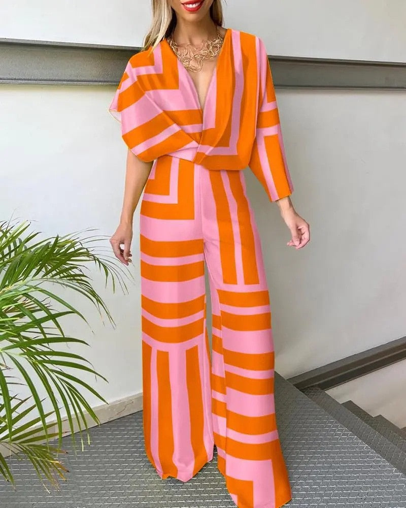 Damernes V-Hals Jumpsuit med Vingemuffe 5
