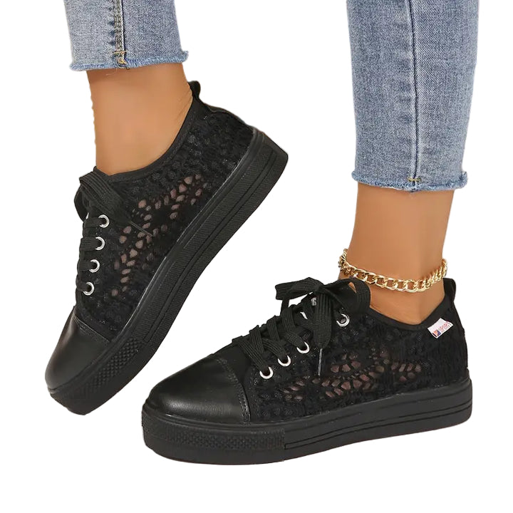 Dames Sneakers med Snørebånd og Åben Struktur 3