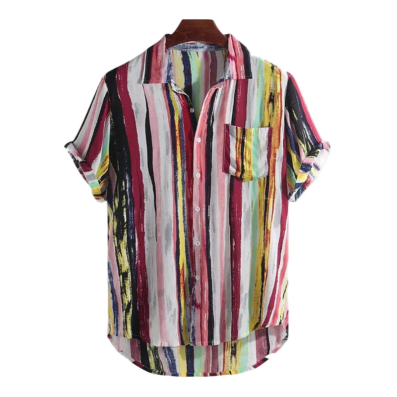 Farverig Kortærmet Skjorte Herre Casual 0
