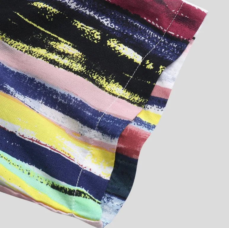 Farverig Kortærmet Skjorte Herre Casual 5