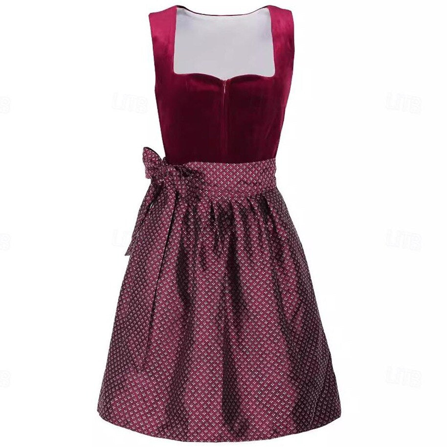 Festkjoler Damer Vintage Trachtenkjole med Blomsterbroderi og Forklæde Polyester 1