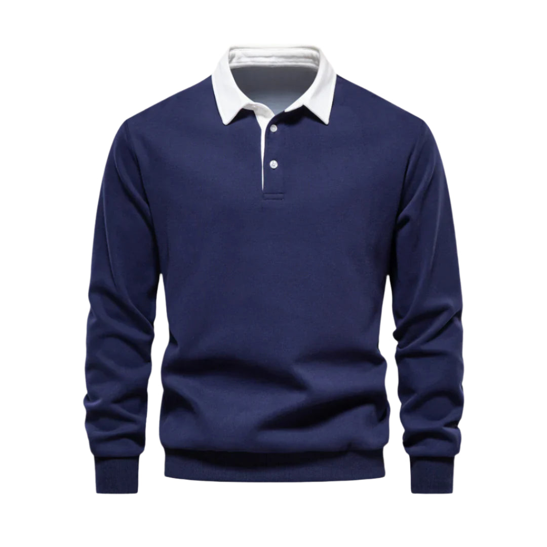 Herre Polo Shirt Langærmet Klassisk Krave 100% Bomuld-1