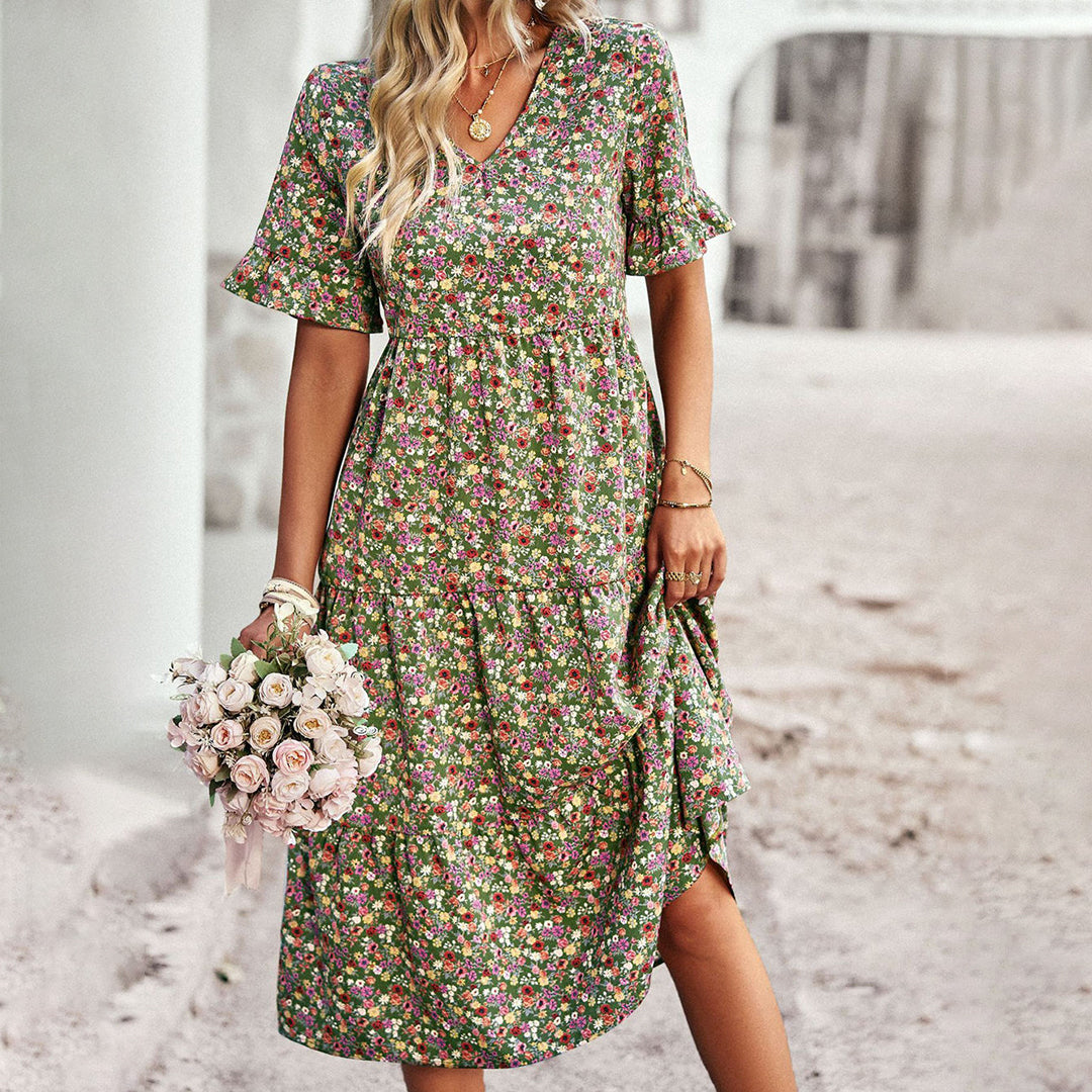 Variant image for Kvinders Sommerkjole Blomsterdesign Let Bomuld-19