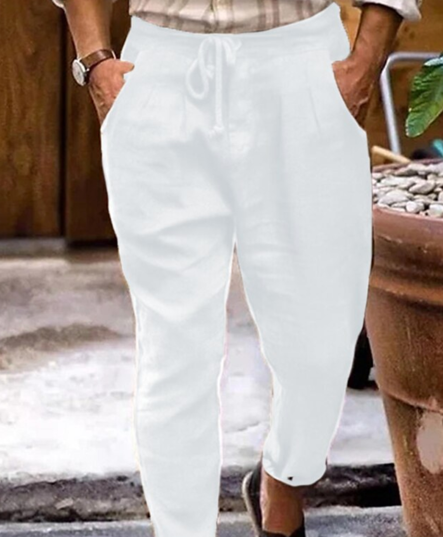Variant image for Herre Bukser Linnen Tidløs Åndbar Normal Pasform-2