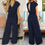 Kvinders Jumpsuit Løs V-Hals Blødt Åndbart Stof-5
