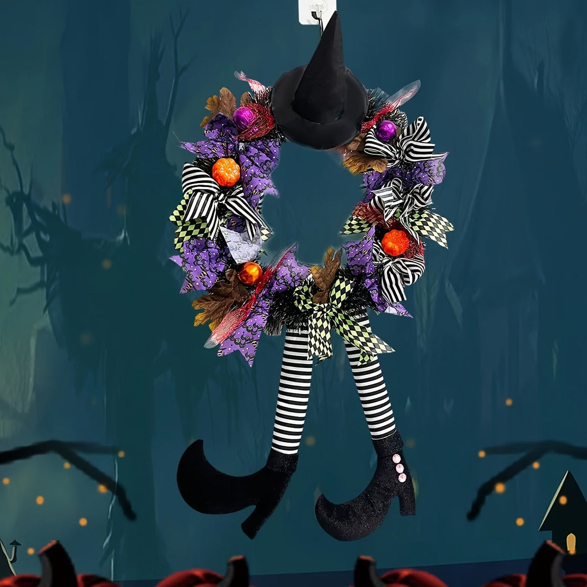 Halloween Dørkrans med Heksebens Design til Festlig Dekoration 5