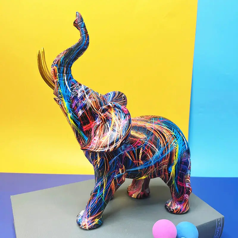 Håndlavet Abstrakt Elefant Skulptur Kunsthar Dekoration 4
