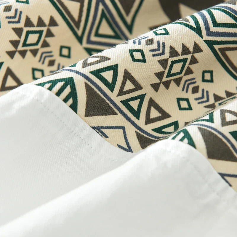 Herre Casual Patchwork Skjorte i Bomuld