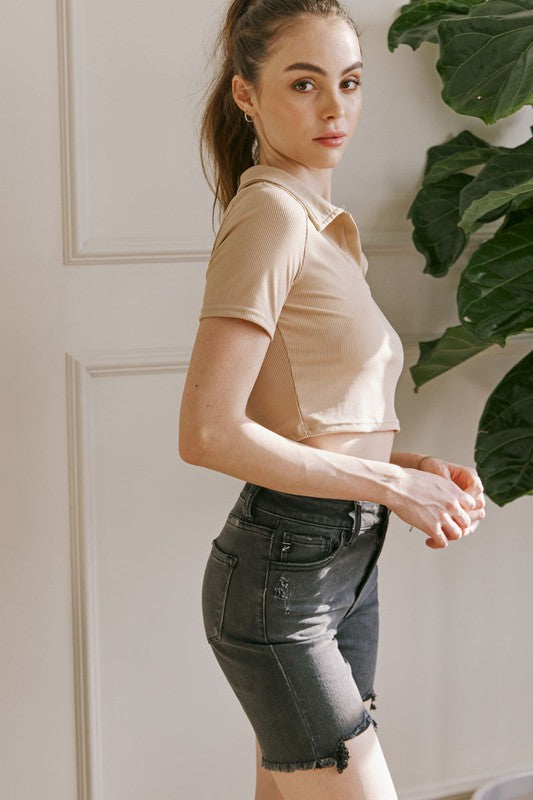 Herre Bermuda Shorts Høj Talje Sort 1