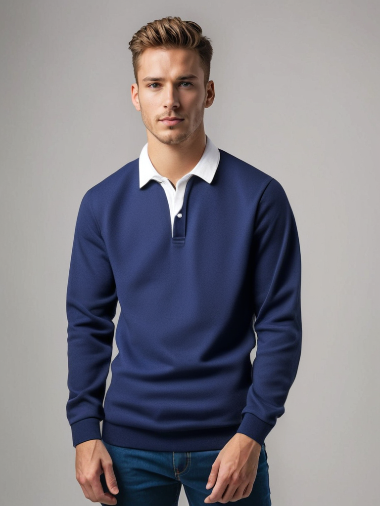 Herre Business Casual Trøje med Knappestil 0