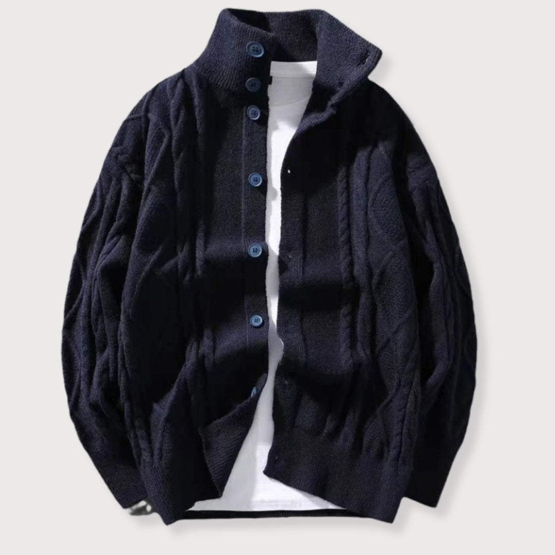Herre Cardigan Kabelstrik Design til Mænd med Høj Krave 2