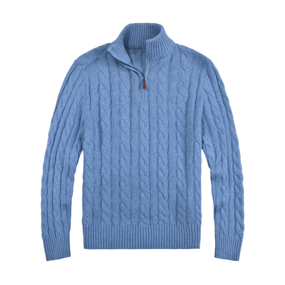 Herre Cardigan med Halv Glidelås i Bomuld 0