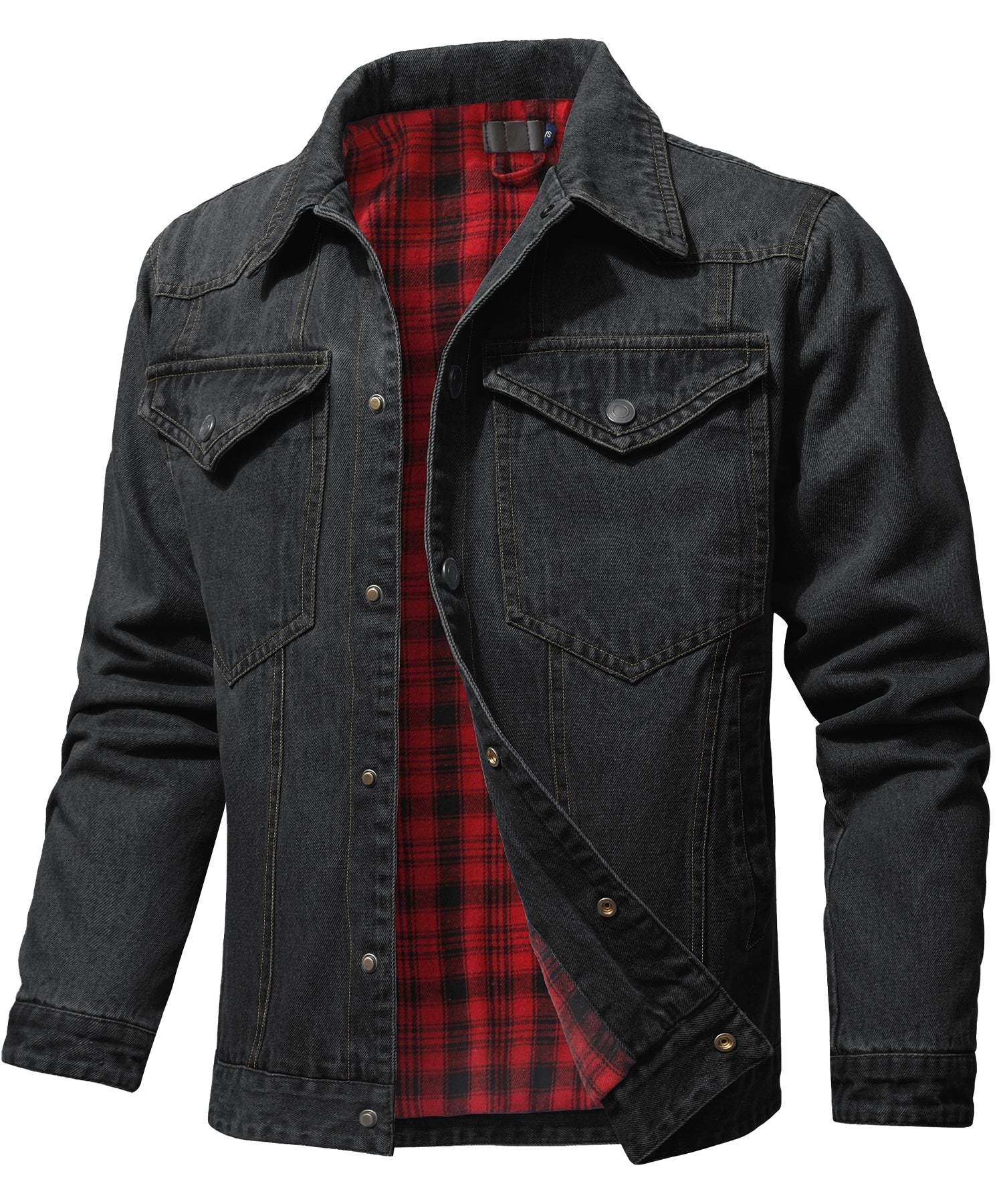 Herre Denim Jakke Flannel Foring 5