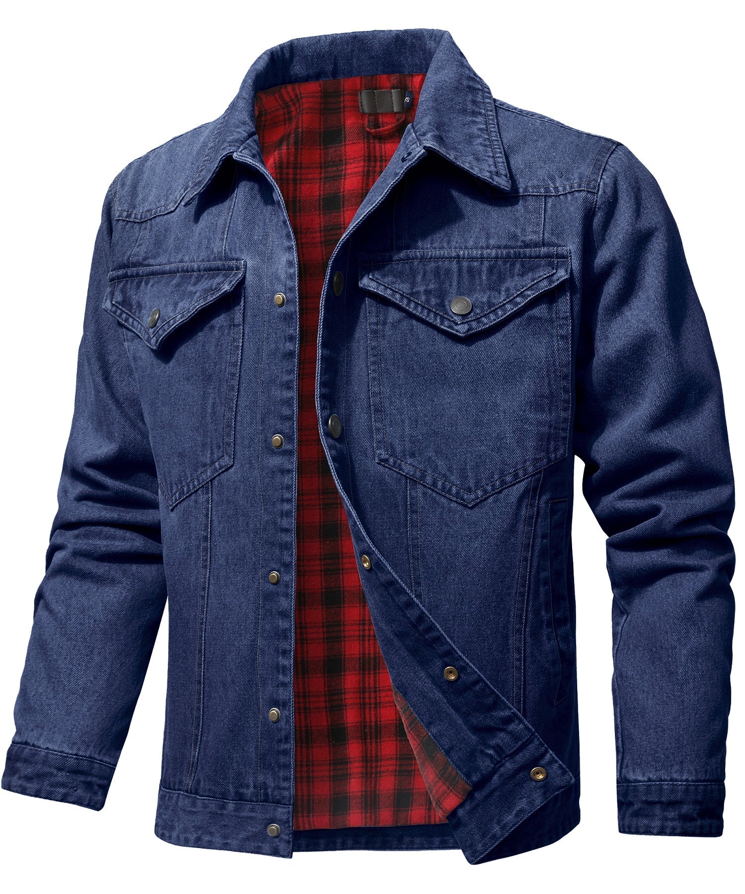 Herre Denim Jakke Flannel Foring 6