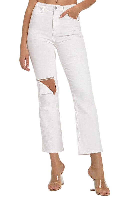 Herre Denim Jeans Distressed Hvid 0