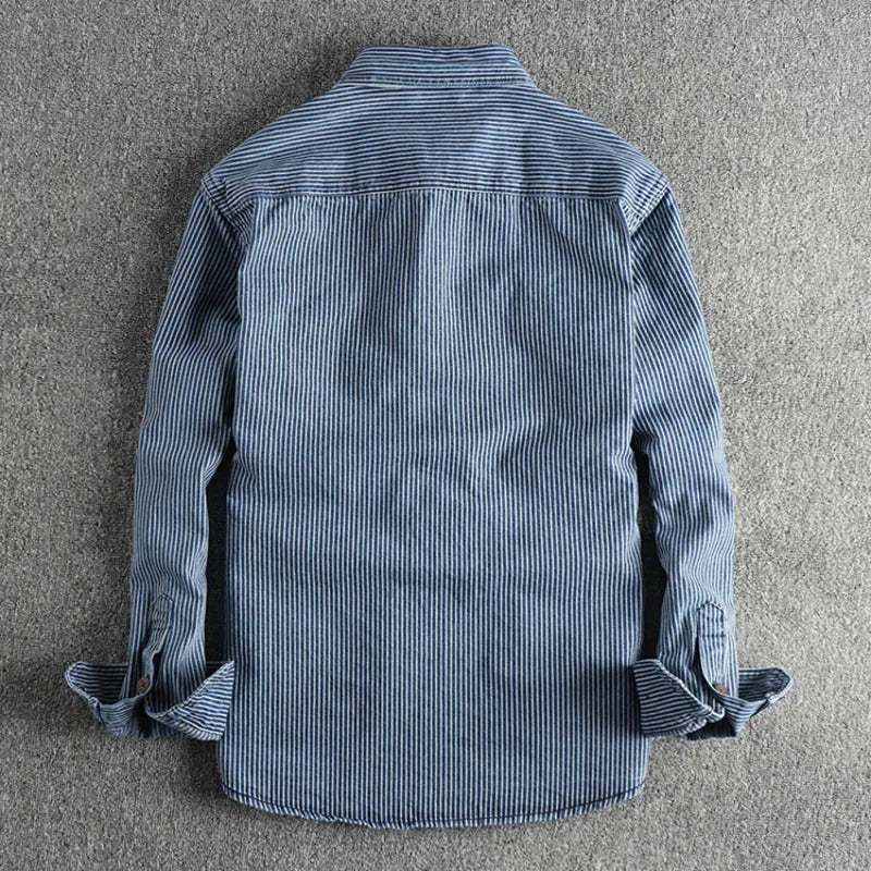 Herre Denim Skjorte Vintage Stil 2
