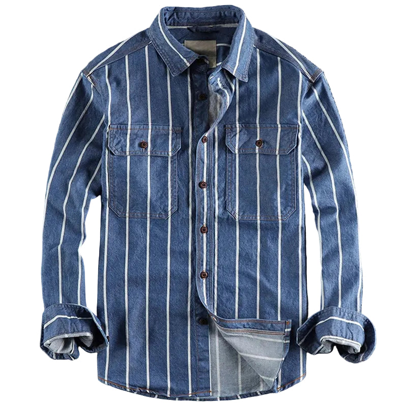 Herre Denimskjorte med Striber 0