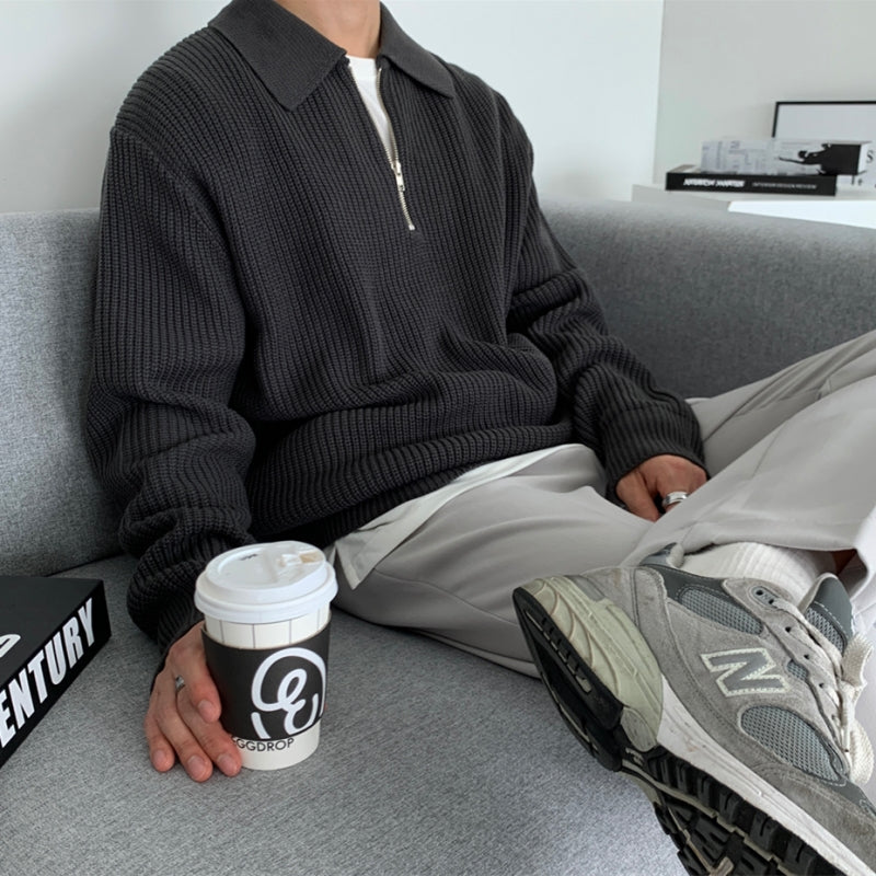 Herre Halv Zip Sweater Moderne Design 3