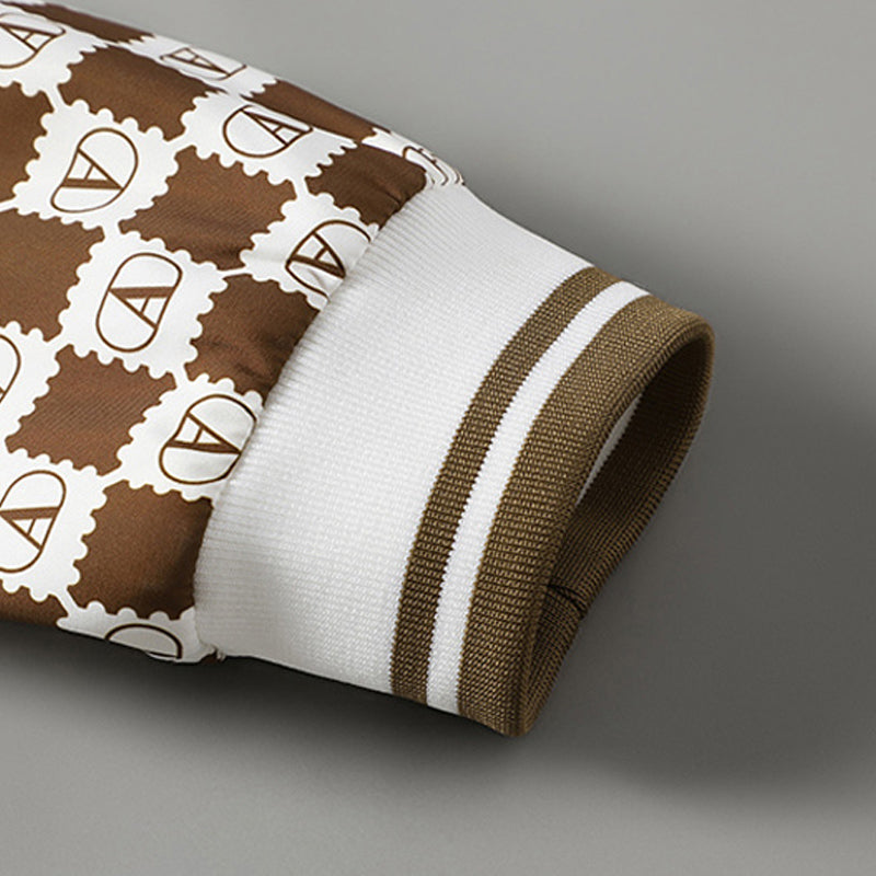 Herre Jakke Retro Checkerboard Design Varsity Style 4