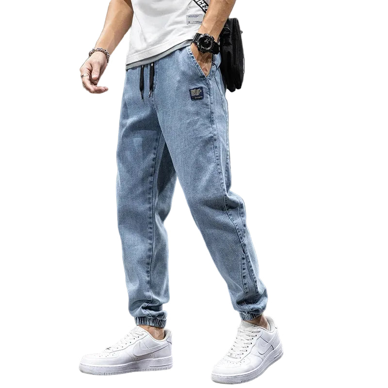 Herre Joggerbukser Tapered Denim Look 0