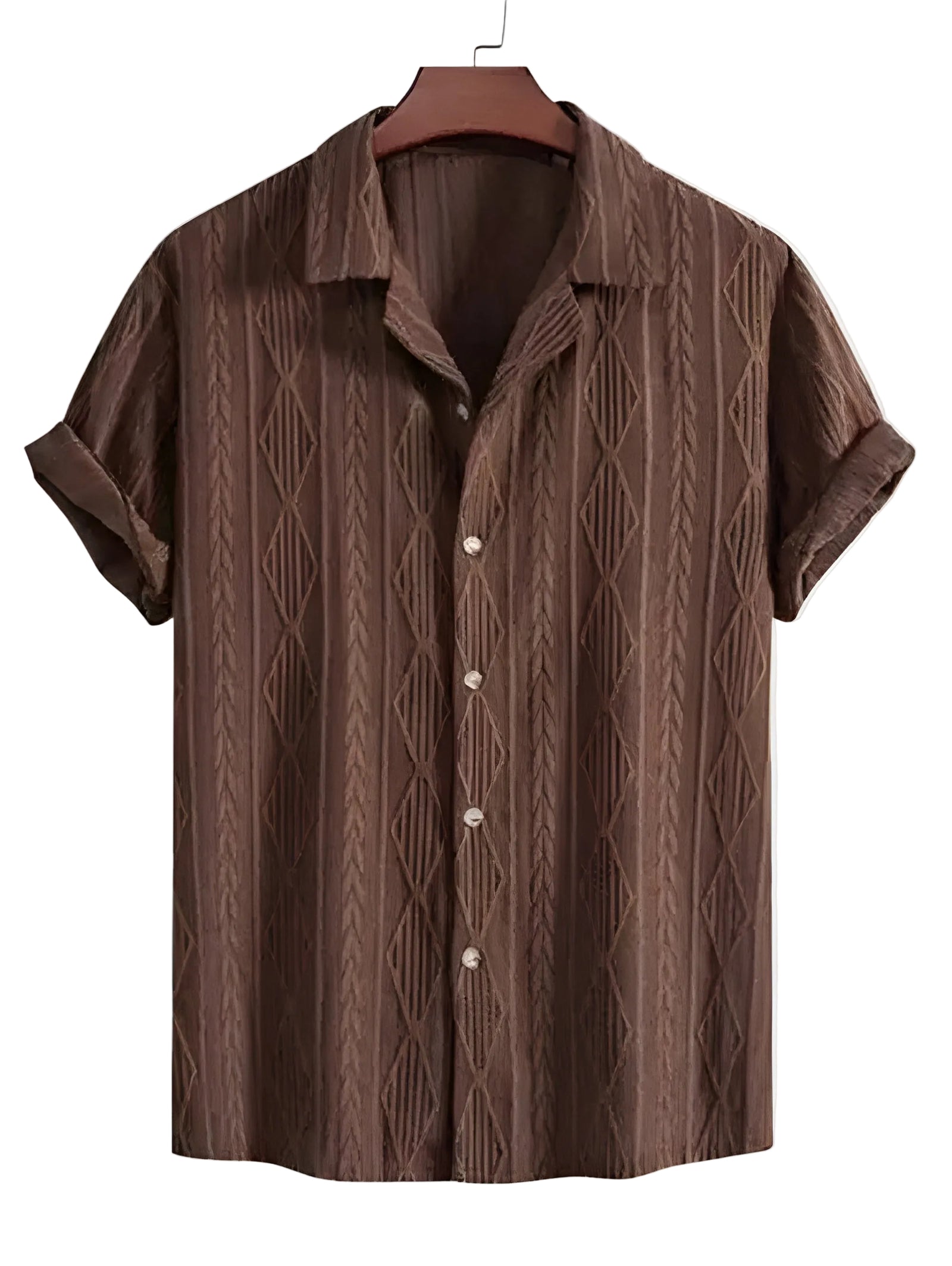 Herre Kortærmet Skjorte med Geometrisk Design 0