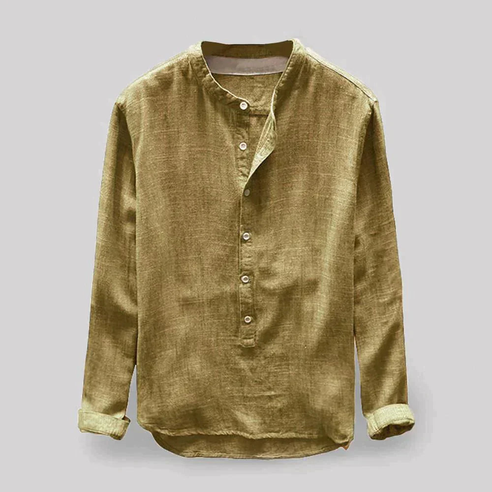 Herre Leinen Skjorte Klassisk Stil 2