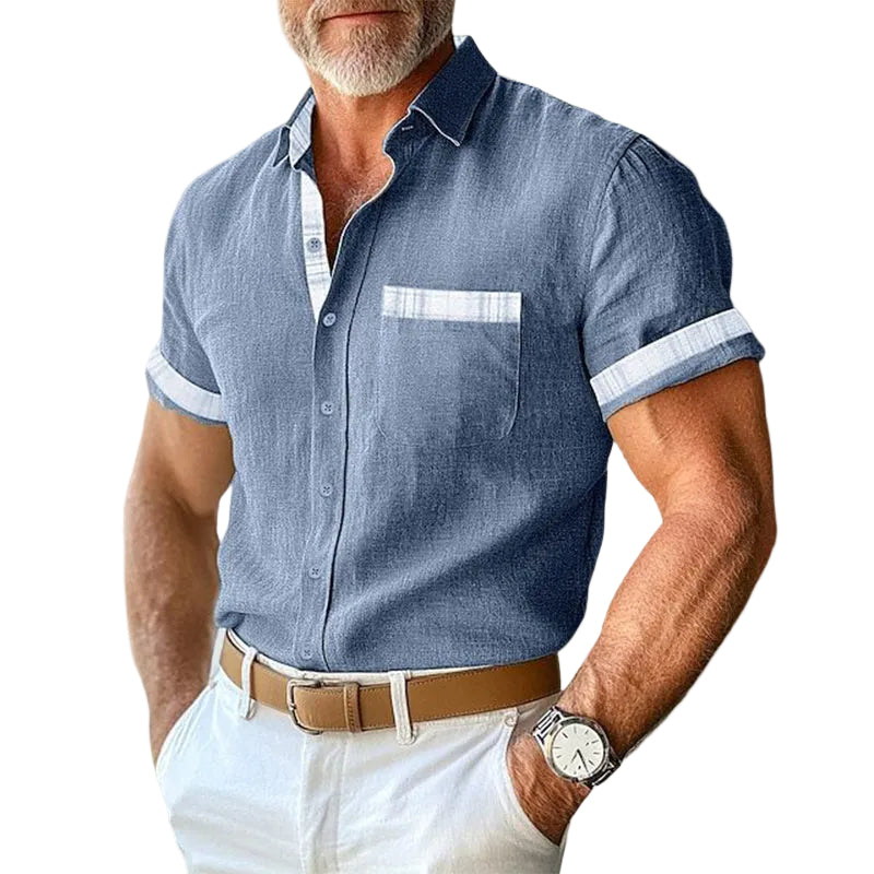 Herre Linnedskjorte Klassisk Stil 0