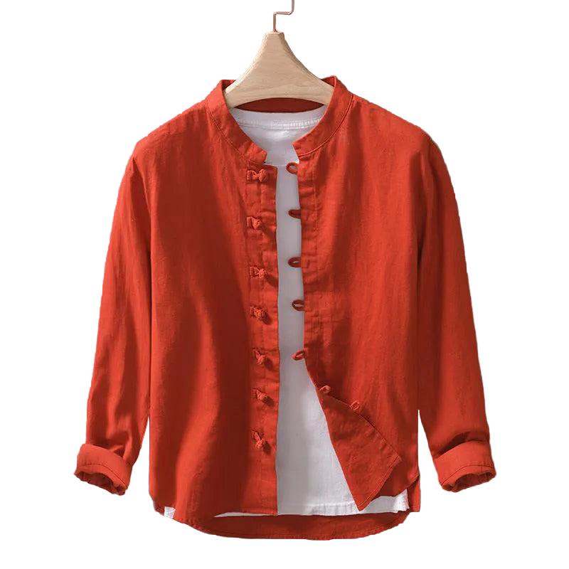 Herre Løs Skjorte med Mandarinkrave 0