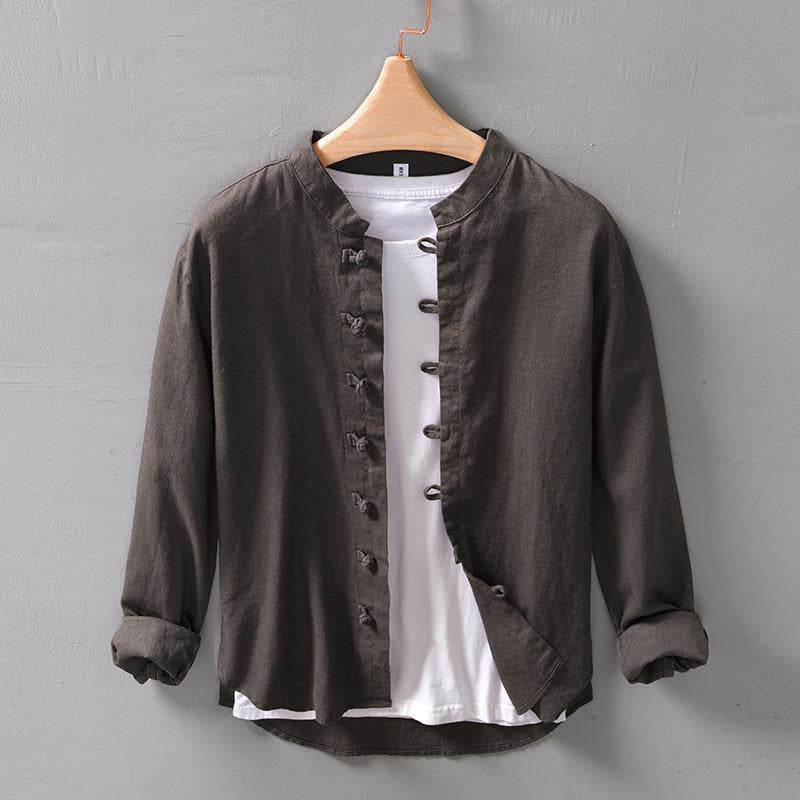 Herre Løs Skjorte med Mandarinkrave 3