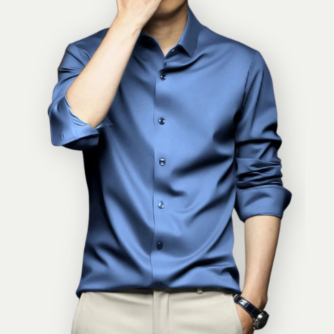 Herre Overhemd Slim Fit Non-Iron Åndbar Stof 7
