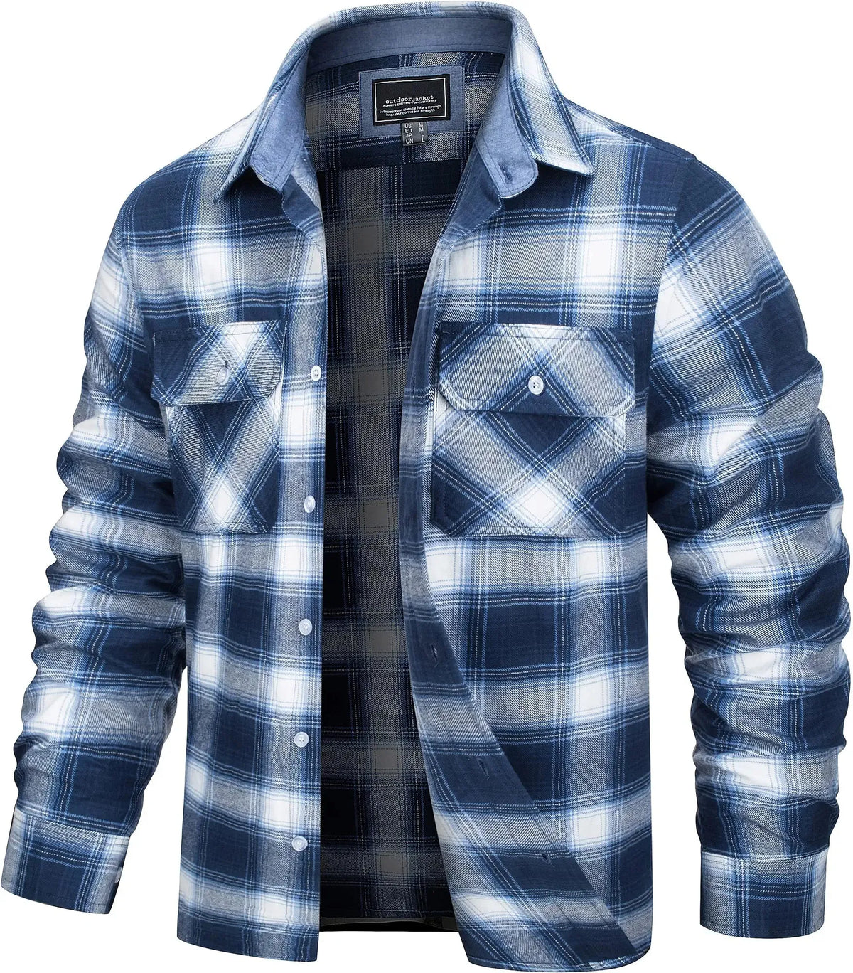 Herre Oversize Skjortejakke Plaid 100% Bomuld 12