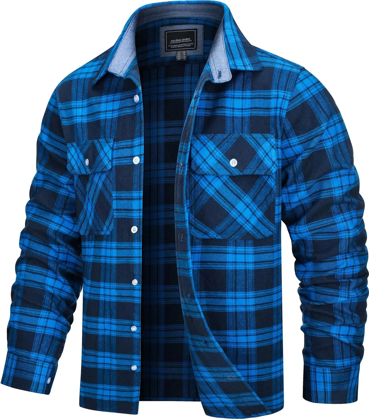 Herre Oversize Skjortejakke Plaid 100% Bomuld 6
