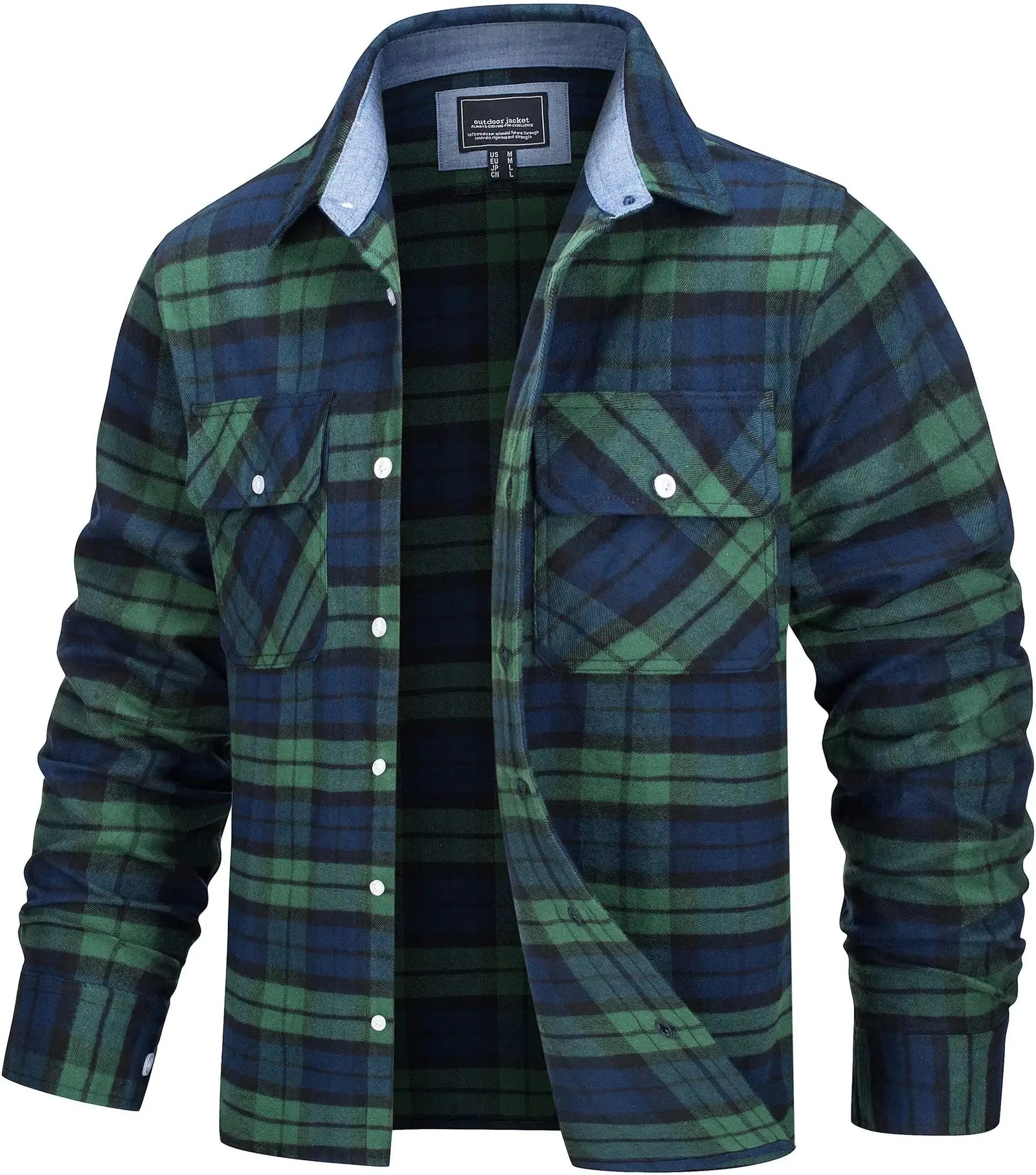 Herre Oversize Skjortejakke Plaid 100% Bomuld 7