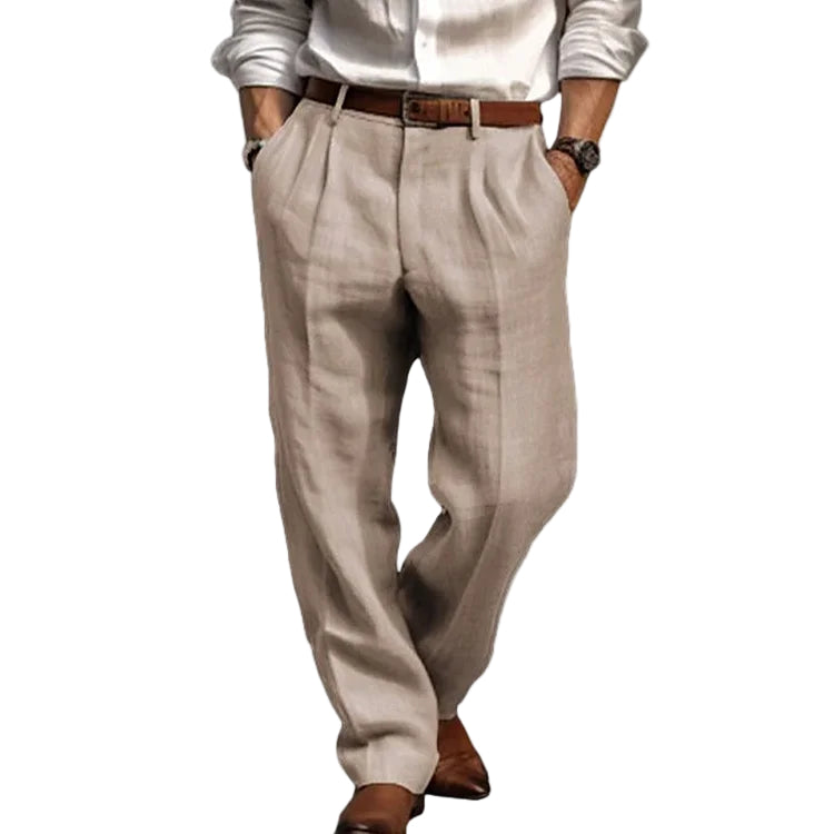 Herre Pantalon Klassisk Fritid 100% Bomuld Ret Ben 3