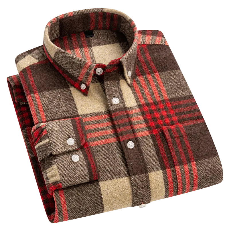 Herre Plaid Skjorte Klassisk Stil 0