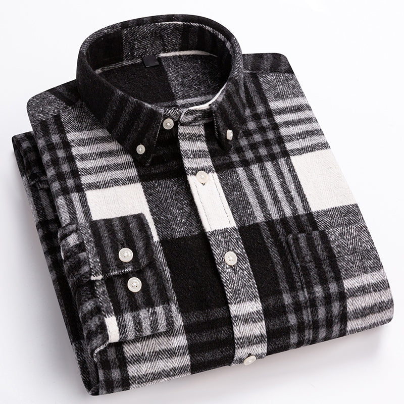 Herre Plaid Skjorte Klassisk Stil 4